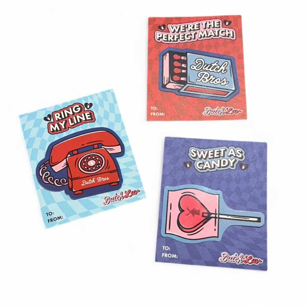 Dutch Bros Valentine's Day Card/Sticker Set - All 3!